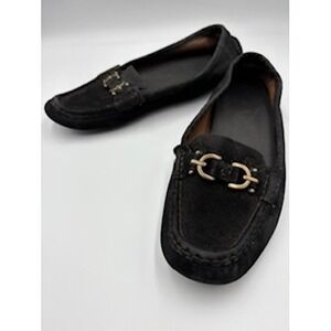 DONALD‎ PLINER Viky Loafers 7M Black Suede Horsebit Driving Shoes Classic Luxury